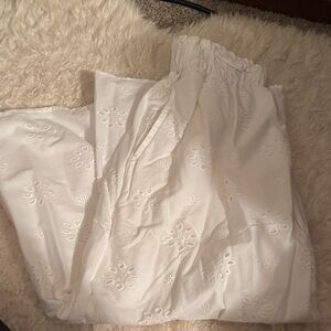 White flowy eyelet midi skirt